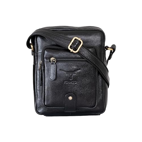 Image of Premium Genuine Leather Messenger Sling Bag for Men & Women - Multipurpose Crossbody Bag with Adjustable Strap & Multiple Pockets for Travel, Office, Work, College & Daily Use
