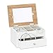 Produktbild Relaxdays Schmuckkästchen mit Fotodeckel HBT: 9,5 x 18,5 x 13,5 cm kleiner Schmuckkasten mit Ringfach als Schmuckaufbewahrung für Ketten und Ohrringe Schmuckschatulle mit Schubfach und Spiegel, weiß