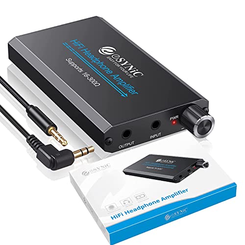 eSynic Professional Headphone Amplifier 16~300Ω Headphone Amp Rechargeble 3.5mm Headphone Amplifiers Protable Headphone Volume Amplifier With Two-stage Gain Switch for MP3 MP4 Phones and Computers etc