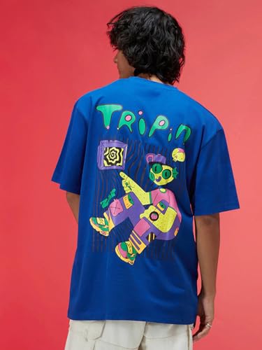 Image of Veirdo Oversized Baggy Fit Drop Shoulder Graphic Printed Design Half Sleeve T-Shirt for Men (Available Sizes: S to 2XL)
