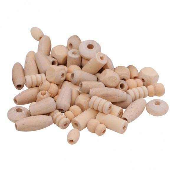 SNAPPSY 3x120 Pieces Mixed Shapes Natural Wood Beads DIY Kids Toy Craft Making Jewelry-image-37