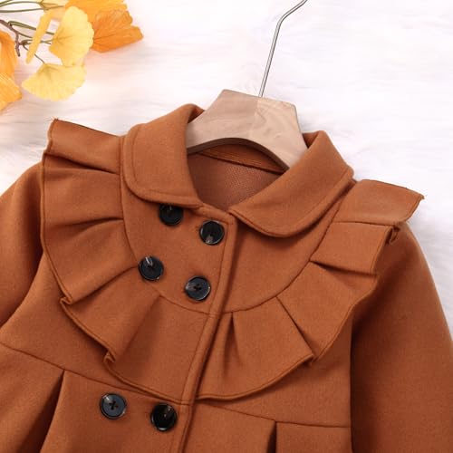 Toddler Baby Girl Coat Long Sleeve Buttons Ruffle Clothes Jacket Little Girls Dress Coat Fall Winter Outfit3
