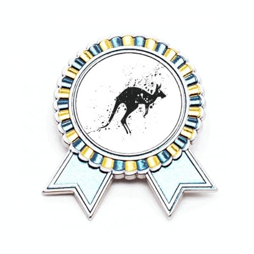 Broche kangourou mexicain noir et blanc, bijou en métal ciselé M