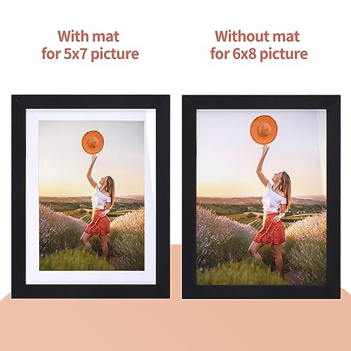 Lyeasw 5x7 Picture Frame Black Set of 15, Display Pictures 6x8 without Mat or 5x7 with Mat, Multi Photo Frames for Wall or Tabletop - Image 3