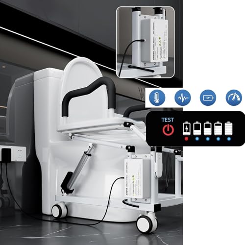 Elektryczny podnośnik do deski sedesowej dla osób starszych – automatyczne podwyższenie krzesła z pilotem zdalnego sterowania i kółkami 360°, nośność do 99 kg