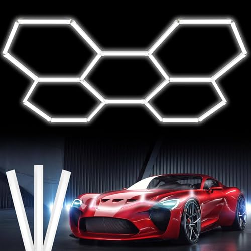 hKjPlvf Lámpara LED Hexagonal para Garaje - Tubo LED De 24 Piezas, Luz De Garaje Súper Brillante De Bricolaje Luz De Garaje 26400lm 6500k, para Garaje, Sótano, Almacén, Tienda De Belleza Automática
