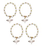 Toyvian 4pcs Angel Rosary Bracelet Enamel Charms Chruch Cross Bangle Wing Cross Charm Stackable Bracelets for Women Baby Girl Gift Angel Design Bracelet Alloy Pendant Miss White Manual