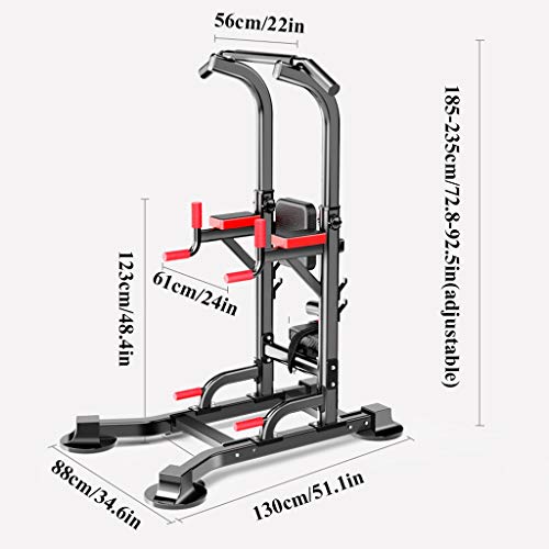 YOT-Pull-Up-Bar-Multi-Functional-Power-Tower-Height-Adjustable-with-Elbow-Back-Support-Drawstring-Set-Dip-Stand-Station-for-Home-Gym-Strength-Training-Workout-Equipment-880LB-Max-Capacity