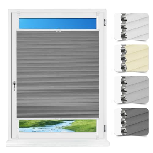 Allesin Plissee Verdunklung Klemmfix Wabenplissee ohne Bohren Grau 75x130cm(BxH) Verdunklungsplissee für Fenster & Tür, 100{57825c925b7512f79f62fb6f297b5fc299e9438ad53be42069a080cbfead3a6d} Blickdicht, Sicht- & Schallschutz, Wärmeisolierung Thermoplissee