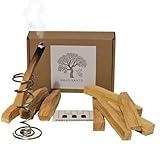 Set Purificazione: 8 Bastoncini Palo Santo E Spirale Bruciatore In Metallo - Kit Legno Sac...