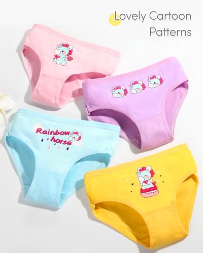 Charmi Mädchen Unterhosen Slips Unterwäsche Baumwolle 12er-Pack Katze-Einhorn-Ente 122-128 (Herstellergröße L)
