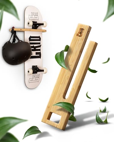 CRID Skateboard Wandhalterung aus umweltfreundlichem Bambus - Inklusive gratis Montagekit - Robust & stabil für Skateboard, Longboard, Cruiserboard & Snowboard -Inkl. gratis Montagekit-Deutsche Marke