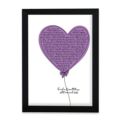 Impresión romántica personalizada para el día de San Valentín, letra de cualquier canción, regalo de boda, primer baile, arte musical con corazón para ella o él o pareja Cover