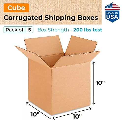 Idl Packaging Cube Corrugated Shipping Boxes 10"L X 10”W X 10"H (Pack Of 5) - Excellent Choice Of Sturdy Packing Boxes For Usps, Ups, Fedex Shipping,B-101010-5 #TOP1