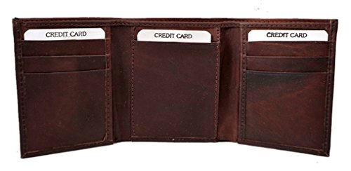 Rico Pittsburgh Pirates MLB - Distressed Look - Embossed Logo Dark Brown Leather Trifold Wallet