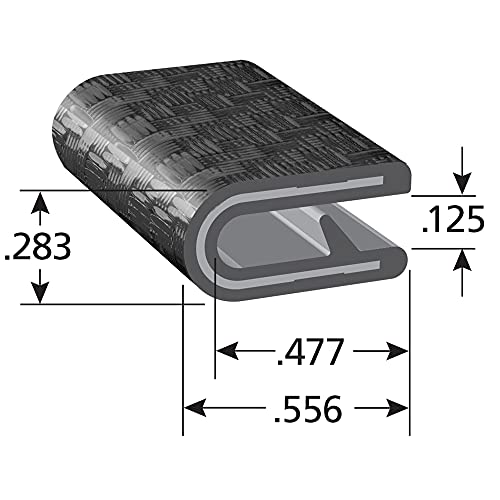 Trim-Lok Edge Trim – Fits 1/8” Edge, 9/16” Leg Length, 25’ Length, Black, Carbon Fiber Texture – Flexible PVC Edge Protector for Sharp/Rough Surfaces - Thumbnail 2