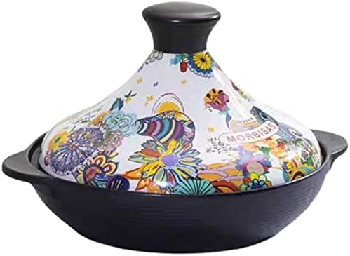 AIZYR Nonstick Ceramic Tagine Cooking Pot with Lid, Moroccan Braiser Tajine Pot Multifunctional Cookware for Stew Soup,1.6l