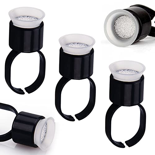 Tattoo Ink Ring Cups – Combofix 50pcs Microblading Pigment Glue Rings with Sponge Tattoo Ink Cups Caps Permanent Makeup Tattoo Eyelash Extension Glue Holder for Tattoo Supplies, Microblading Supplie