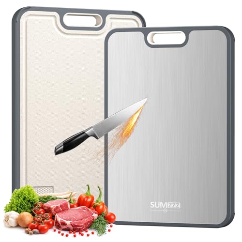 Sumzzz Titanium Cutting Board for Kitchen, Non Toxic 2-in-1 Cutting