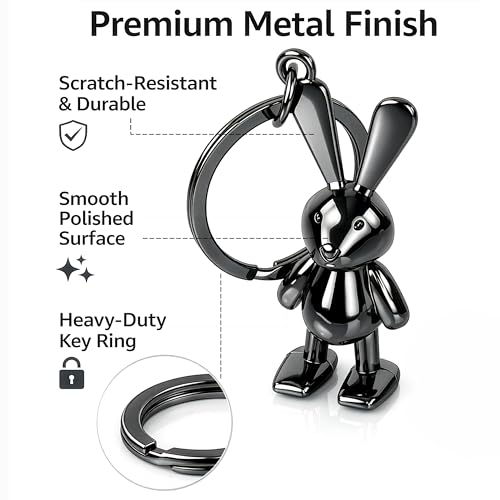 Image of Storite Bunny Keychain for Women & Girls, Cute Rabbit Bag Charm with Heart Pendant, Braided Strap & Bell, Fashion Key Ring for Handbags, Backpacks & Car Keys