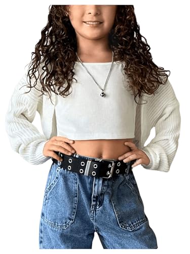 Girl's Long Sleeve Crop Cardigan Open Front Fall Sweaters Shrug Bolero