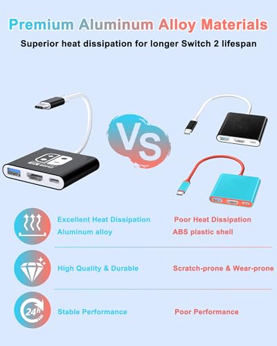 Image of Switch Dock for Nintendo Switch & OLED, 3 IN 1 Perfect Replacement, USB C to HDMI Adapter, Portable Gaming Dock, Black