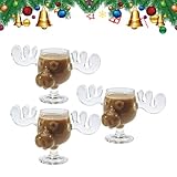 OALYGEI ElchGläser Weihnachtsglas,Elch Gläser Christmas Mug,2025 Neu Weihnachtstassen,Elch Glas Moose Mug,Weihnachtsgläser National Weihnachtsurlaub,Klar,Urlaubsgeschenke für Kaffee,Tee,Getränke (3)