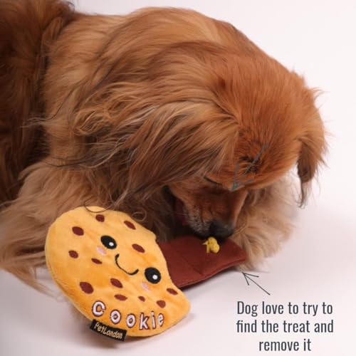 Pet London Nosework Cookie Dog Toy-Hide & Seek for treats, snuffle and encourage foraging for dogs, plush soft toy with crinkle sound - Image 3