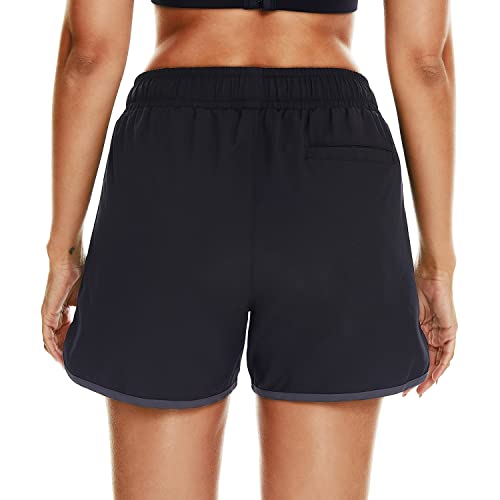 Hodosports Women's 4" Swim Shorts Quick Dry Board Shorts Swimsuit Bottom With Pockets Black Xl #TOP6