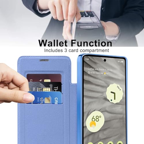Housse portefeuille Google Pixel 7A 5G robuste avec compartiment carte RFID