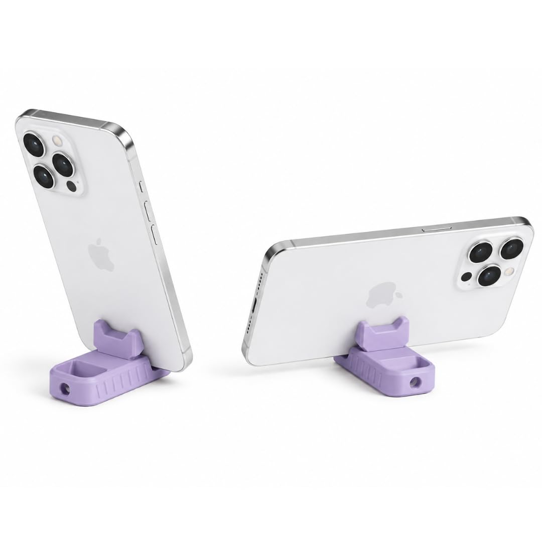Foldable Minimalist Mobile Phone Stand for Desk | Portable Phone Holder for All Smartphones | Multi-Angle Phone Stand for Video Calls, Study, Office & Bedside | Matte (1, Lavender Purple)-image-5