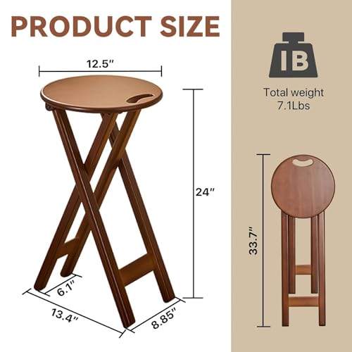 Tabouret portable avec poignée intégrée et structure en bois - 3