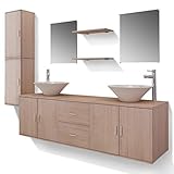 colour_text,model_text vidaXL Set Muebles para Baño con Lavabo y Grifo Incluido Pack 11 Unidades Beige