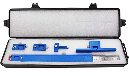 Power Tools Punch Locator, Drill Guide Sleeve Cabinet Hardware Jig for Installation of Handles, Knobs on Doors and Drawer Pull-Blue Plastic Box