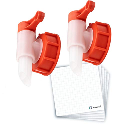 Trevendo® Auslaufhahn/Ausgießer für Kunstoffkanister 2er Pack inkl. 5x Beschrifftungsetiketten (2x Din 51)