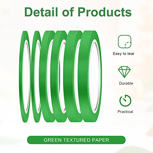 AIEX 6 Rollen Fine Line Tapes, 3/6/12,6 mm Breit Kreppband Farbiges Kreppband Malerband für, Auto Schule Büro Heimwerkerprojekte (Grün)