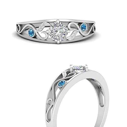 Image of Choose Your Gemstone Nature Inspired Compass Point Ring 925 Sterling Silver Cushion Shape Side Stone Engagement Rings Lightweight Office Wear Everyday Gift Jewelry US Size 4 to 12