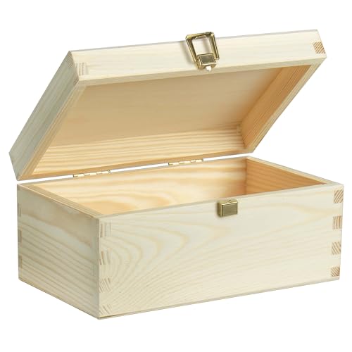 LAUBLUST Scatola di legno con coperchio e serratura - ca. 20x15x10cm, Naturale, FSC® - Scatola portaoggetti - Confezione regalo e per bricolage