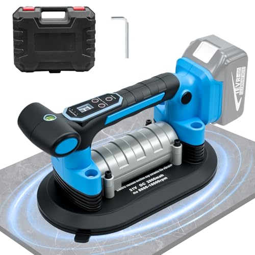 Tile Vibration Tool with Electric Suction Cup, Tile Vibrator for Makita 18v Battery, Tiling Vibration Machine for Smooth Floor Tiling Installation, Max.18000r/Min-9 Speed, 260mm Suction Cup 220kg