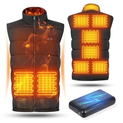Jivoxia Men's Heated Vest With 16000mAh Battery Pack Included, 3-Temp