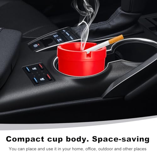 Image of Ohleats 2 PCS Car Ashtray, Smokeless Smellproof Windproof Self-Extinguishing Auto Ashtray, Portable Mini Vehicle Cigarette Trash Can Fits Most Cup Holder for Home Office, Car Accessories (Red)