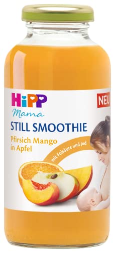 HiPP Mama Still Smoothie Pfirsich Mango in Apfel (6 x 200ml), Mehrfruchtsaft mit Folsäure, Jod und Vitaminen für Schwangerschaft und Stillzeit