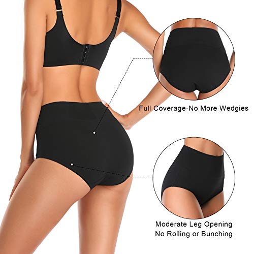 Image of Womens Underwear,Cotton Mid Waist No Muffin Top Full Coverage Brief Ladies Panties Lingerie Undergarments for Women Multipack