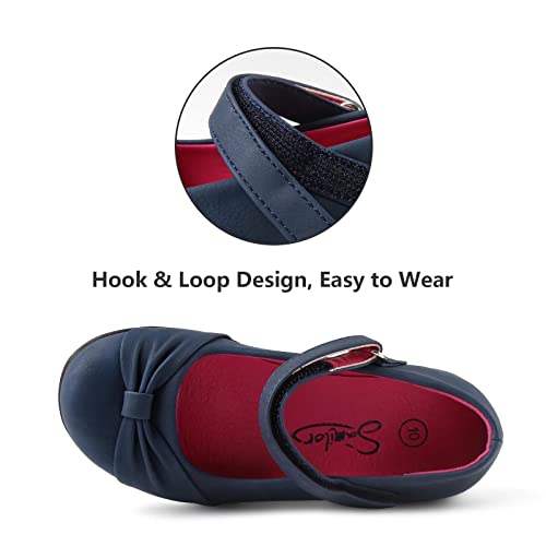 Samilor Mary Jane Shoes for Girls Comfortable Flats School Shoes for Girls Dressy Knot School Uniform Mary Jane Girls Flats Cute Girls Dress Shoes Navy Little Kid 22