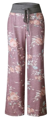 Image of Women Pajama Pants Comfy Lounge Wide Leg Casual Stretch Palazzo Drawstring Pj Bottoms Pants S-3XL