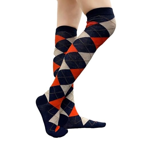 Image of COUVER Women's Thigh High /Over Knee Fashion Argyle Socks, Medium, 1 Pair