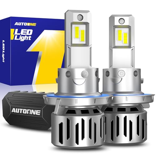 Image of AUTOONE H13 LED Light Bulbs, 80,000LM 10X Ultra Bright 6500K Cool White, 1:1 Halogen Mini Size 9008, 60,000Hrs Lifespan, Plug and Play Fog Light or Daytime Running Light, Pack of 2