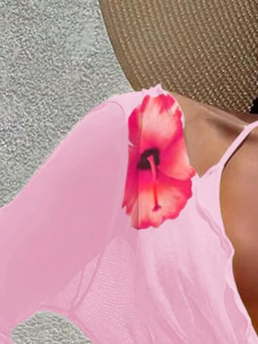 Image of ZAFUL Womens Swimsuit Cover Up Dress Off Shoulder Hollow Coverup Bathing Suit Mesh Swim Beach Dress