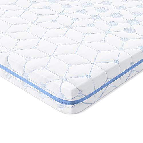 BedStory Memory Foam Mattress Topper, 3 Inch Full Gel Memory Topper Ventilated Mattress Foam Pad, Removable Hypoallergenic Soft bed foam Cover with 4 Anchor Elasticated Bands CertiPUR-US (54 x 74inch)