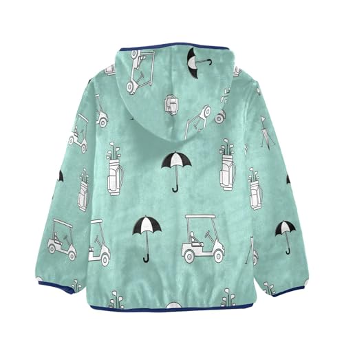 Golf Themed Pattern with Icons Toddler Fleece Jacket Girl Boys Hooded Fleece Jacket Coat Warm Outwear Zip-up 3-10T2